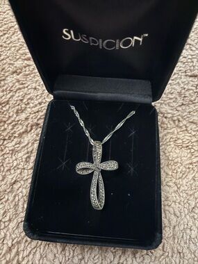 Suspicion cross marcasite necklace